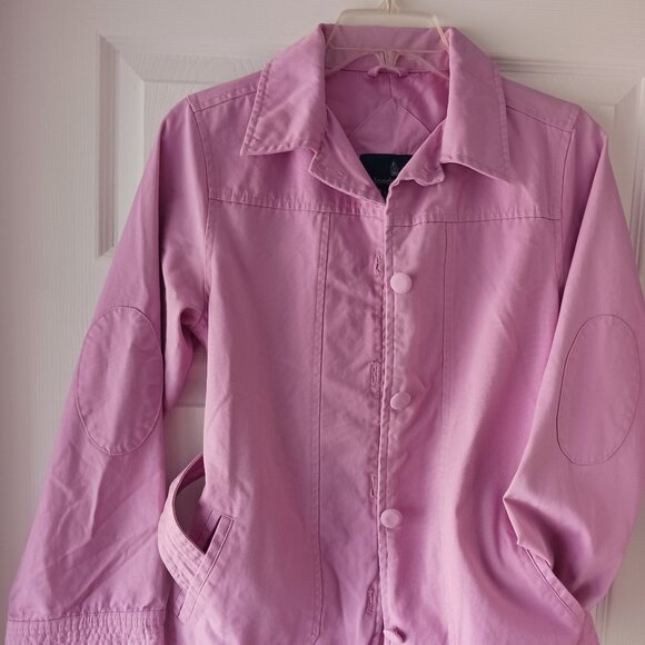 London Fog  Barbie Pink Jacket Girls Size Large (12-14) Belt, Elbow Pads, Lined - Picture 1 of 13